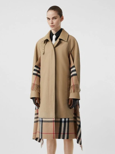 Shop Burberry Scarf Detail Cotton Gabardine Car Coat In Honey