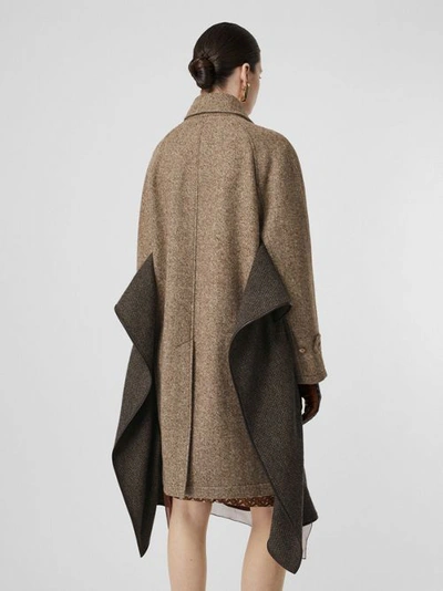 Shop Burberry Scarf Detail Wool Mohair Tweed Car Coat In Dark Cheshnut Brown