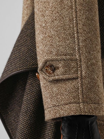 Shop Burberry Scarf Detail Wool Mohair Tweed Car Coat In Dark Cheshnut Brown