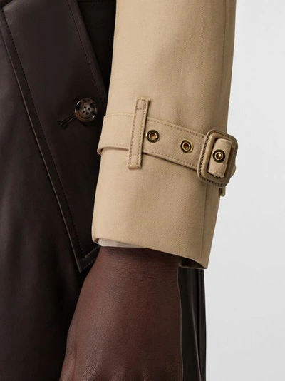 Shop Burberry Deconstructed Cotton And Lambskin Trench Coat In Honey