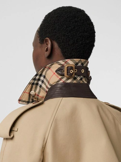Shop Burberry Deconstructed Cotton And Lambskin Trench Coat In Honey