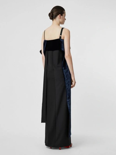 Shop Burberry Faux Fur Detail Panelled Silk And Velvet Gown In Black