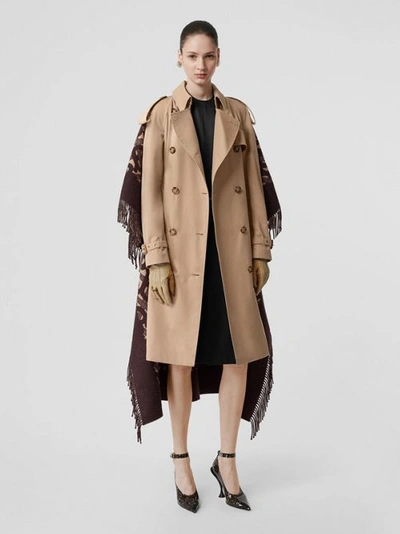 Shop Burberry Blanket Detail Cotton Gabardine Trench Coat In Honey