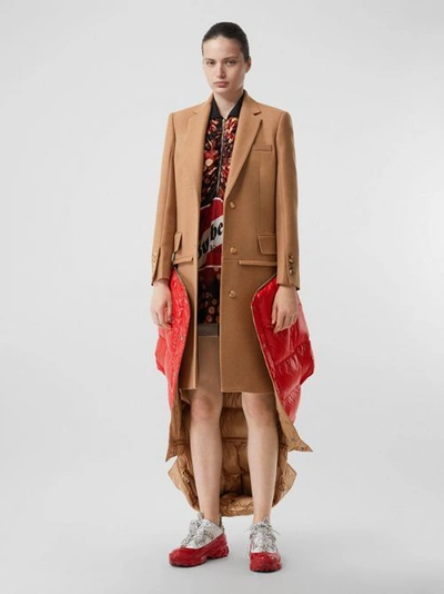 Shop Burberry Camel Hair Tailored Coat With Detachable Gilet In Bronze