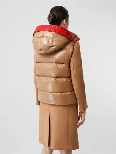 Shop Burberry Camel Hair Tailored Coat With Detachable Gilet In Bronze