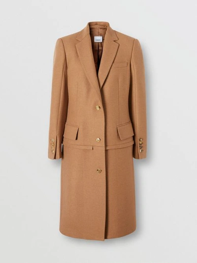 Shop Burberry Camel Hair Tailored Coat With Detachable Gilet In Bronze