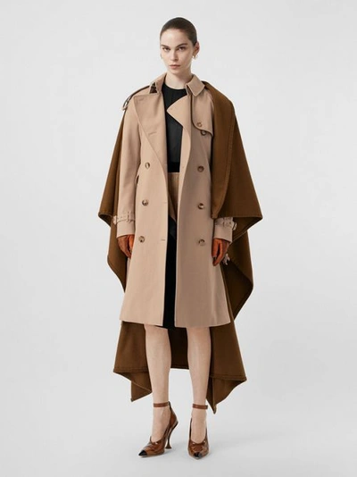 Shop Burberry Blanket Detail Cotton Gabardine Trench Coat In Camel