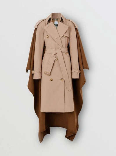 Shop Burberry Blanket Detail Cotton Gabardine Trench Coat In Camel