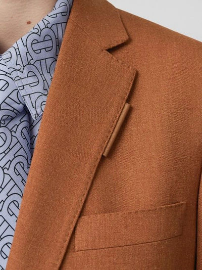 Shop Burberry Wool, Silk And Cotton Blazer In Rust