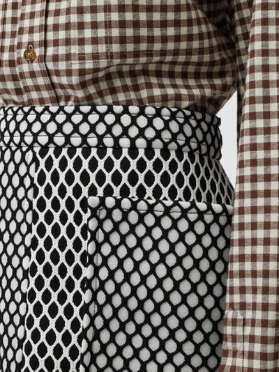 Shop Burberry Pocket Detail Mesh And Neoprene Mini Skirt In Black