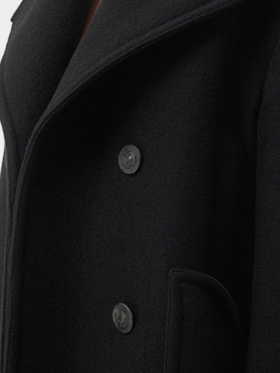 Shop Burberry Wool Oversized Pea Coat In Black