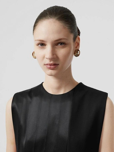 Shop Burberry Panel Detail Silk And Wool Shift Dress In Black
