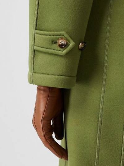 Shop Burberry Bonded Neoprene Tailored Car Coat In Cedar Green