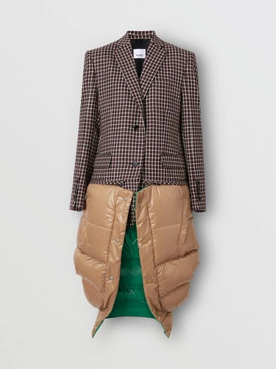 Shop Burberry Tartan Wool Tailored Jacket With Detachable Gilet In Bordeaux