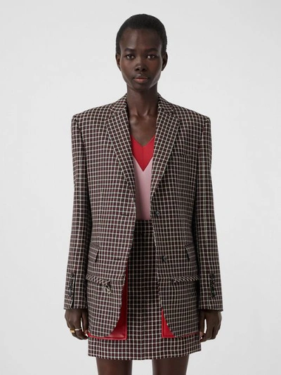 Shop Burberry Tartan Wool Tailored Jacket With Detachable Gilet In Bordeaux