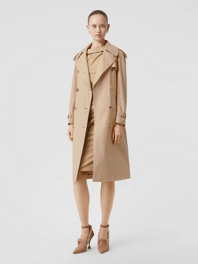 Shop Burberry Detachable Collar Cotton Gabardine Trench Coat In Ecru