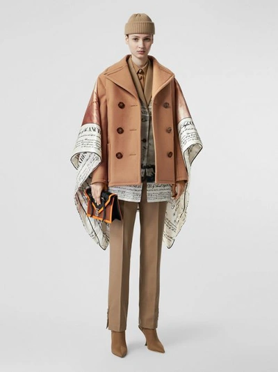 Shop Burberry Mariner Print Scarf Detail Wool Blend Tailored Jacket In Camel