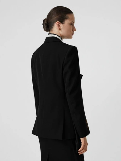 Shop Burberry Logo Panel Detail Wool Tailored Jacket In Black