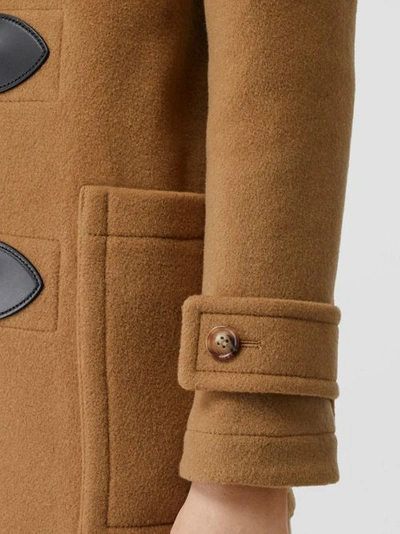 Shop Burberry Wool Blend Duffle Coat In Mid Camel