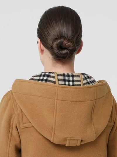 Shop Burberry Wool Blend Duffle Coat In Mid Camel