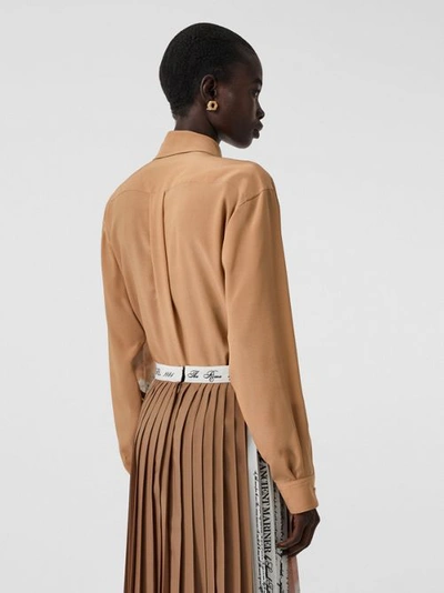 Shop Burberry Mariner Print Silk Oversized Shirt In Bronze