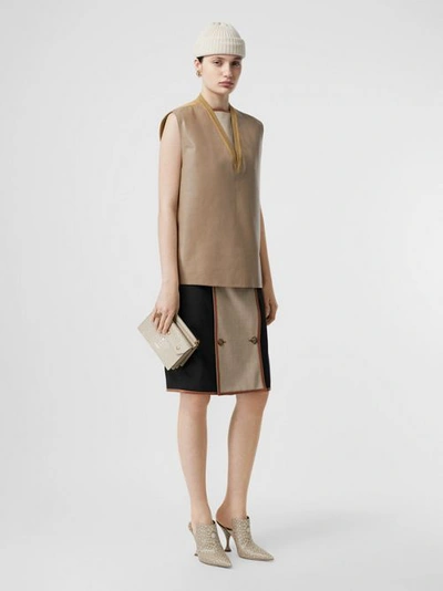 Shop Burberry Bonded Lambskin And Wool Oversized Vest In Soft Fawn