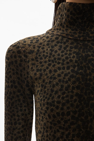 Shop Alexander Wang Chenille Turtleneck Dress In Black And Gold