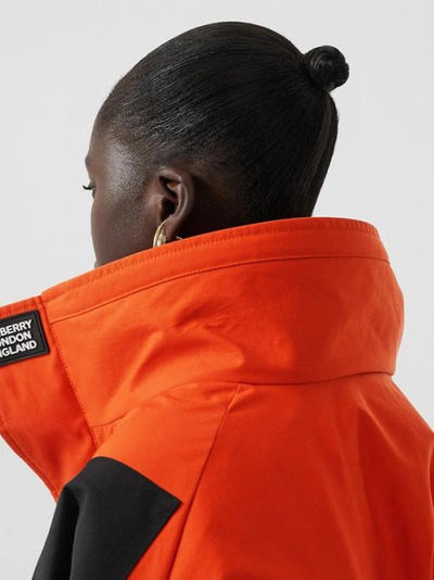 Shop Burberry Panelled Nylon Track Jacket With Detachable Warmer In Bright Orange