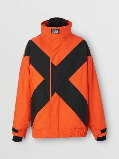 Shop Burberry Panelled Nylon Track Jacket With Detachable Warmer In Bright Orange