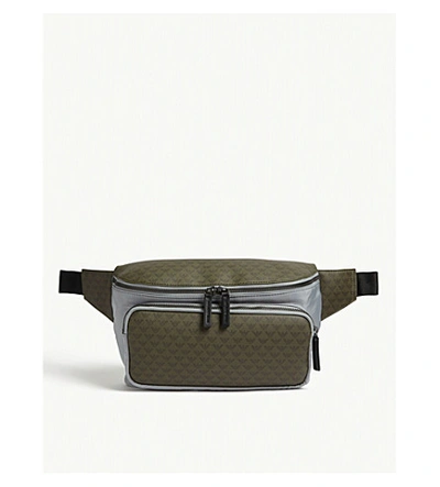Shop Emporio Armani Logo Nylon Belt Bag In Grey/military