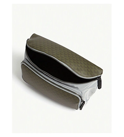 Shop Emporio Armani Logo Nylon Belt Bag In Grey/military