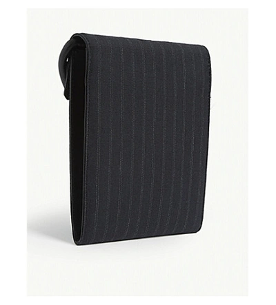 Shop Dries Van Noten Pinstripe Cotton-blend Crossbody Bag In Navy