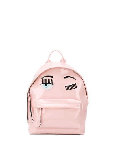Shop Chiara Ferragni Wink Embroidered Backpack - Pink