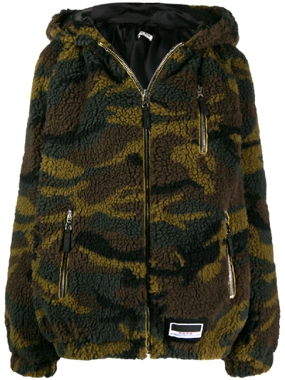 Shop Miu Miu Camouflage-print Oversized Jacket In Green