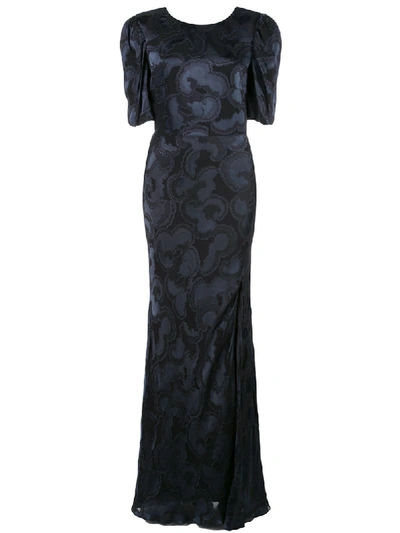 Shop Saloni Annie B Floral Silk Gown In Black