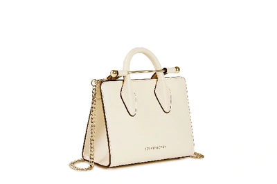 Shop Strathberry Top Handle Leather Mini Tote Bag In White