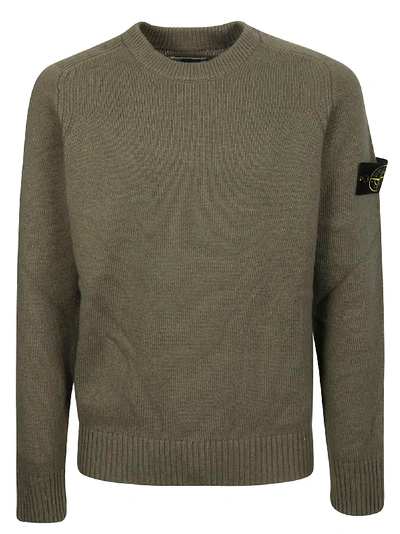 Shop Stone Island Logo Patch Sweater In Olive Green