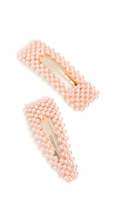 Shop Baublebar Scarlett Imitation Pearl Hair Clip Set In Blush/gold