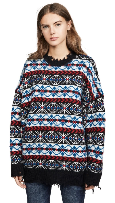 Shop R13 Oversized Fair Isle Cashmere Sweater In Multi