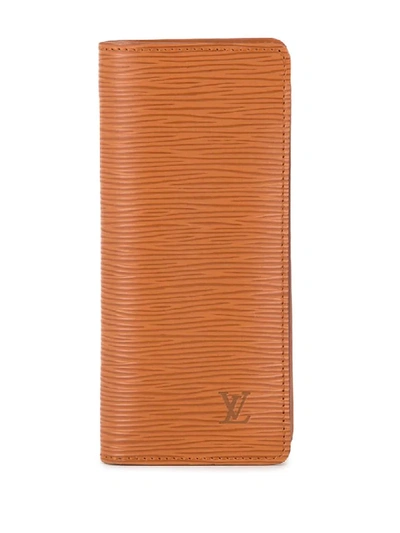 Pre-owned Louis Vuitton Textured Logo Sunglasses Case In Brown
