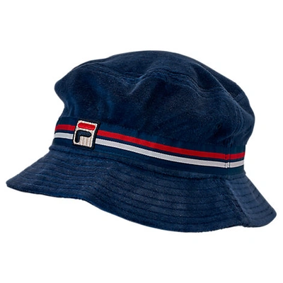 Shop Fila Velour Bucket Hat In Blue