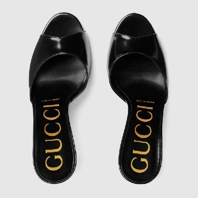 Shop Gucci Leather Heeled Slide In Black