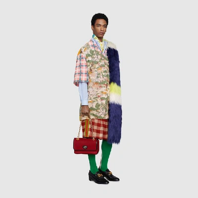 Shop Gucci Oversize Check Wool Shorts In Red