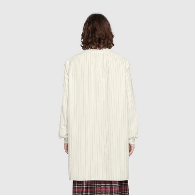 Shop Gucci Oversize Striped Cotton Shirt In White