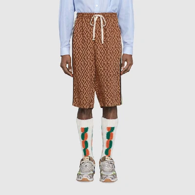 Shop Gucci G Rhombus Shorts In Brown