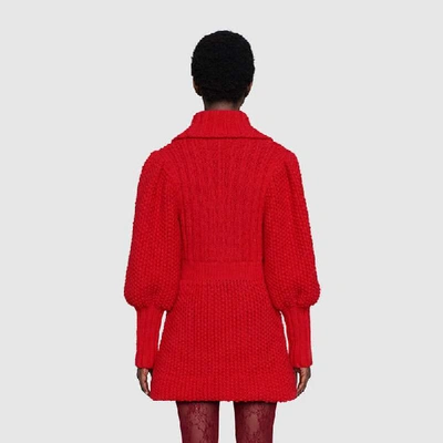 Shop Gucci Ribbed Wool Mini Dress In Red