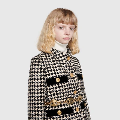 Shop Gucci Houndstooth Jacket In Black/white Houndstooth