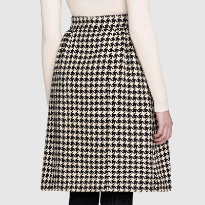 Shop Gucci Houndstooth Skirt In Black