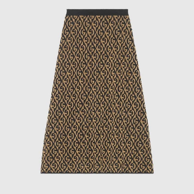 Shop Gucci G Rhombus Lamé Wool Jacquard Skirt In Black