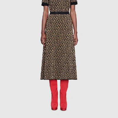 Shop Gucci G Rhombus Lamé Wool Jacquard Skirt In Black